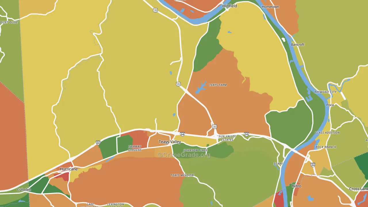 Putnam County, WV Map of Drug-Related Crime Rates