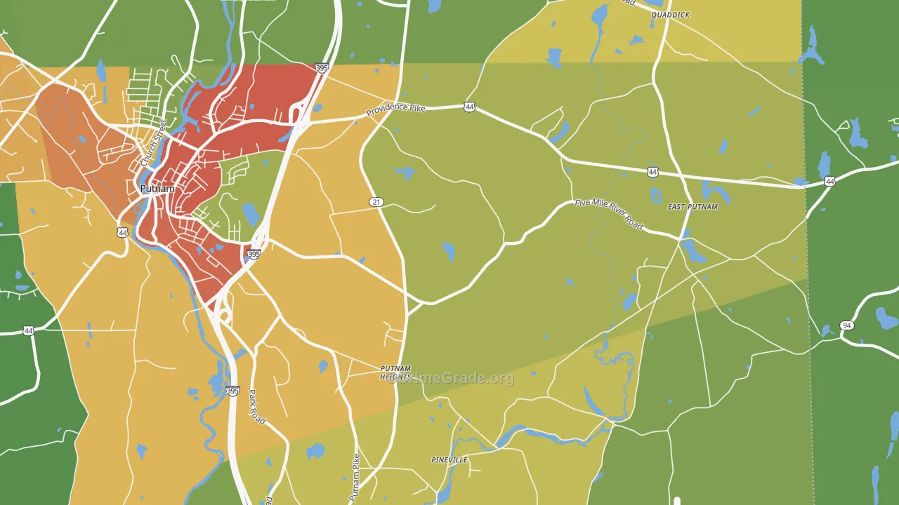 Putnam Heights, CT Map of Drug-Related Crime Rates