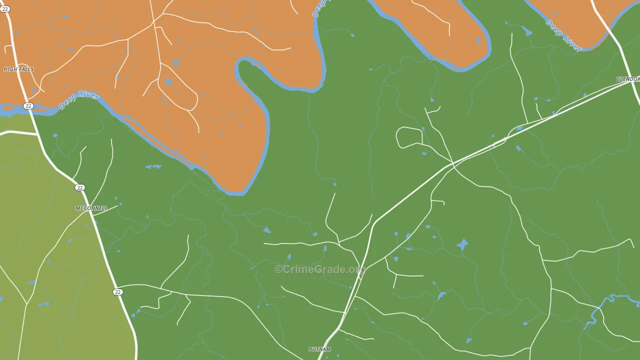 Putnam, NC Map of Drug-Related Crime Rates