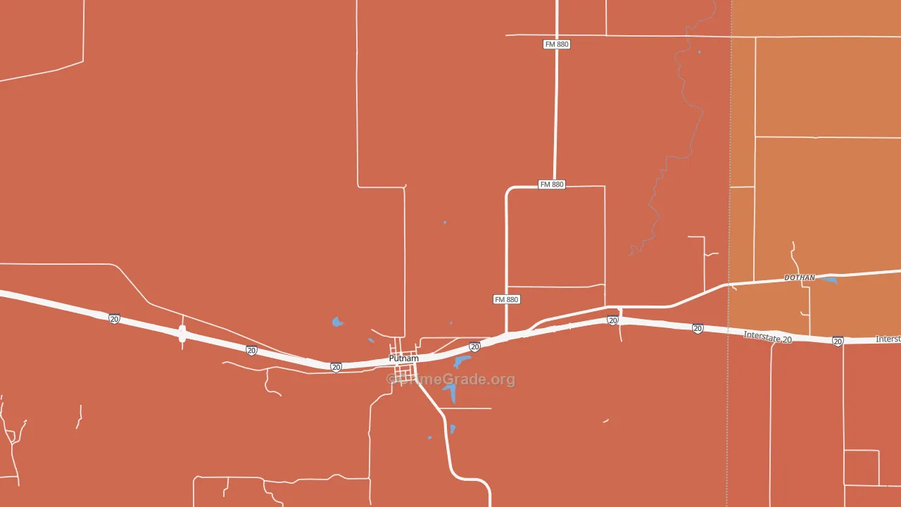 Putnam, TX Map of Drug-Related Crime Rates