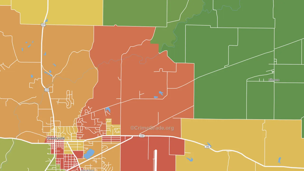 Putnamville, IN Map of Drug-Related Crime Rates