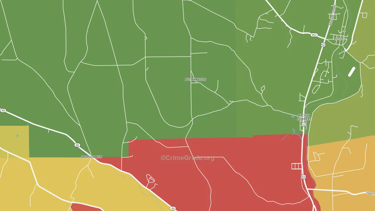 Putnamville, PA Map of Drug-Related Crime Rates