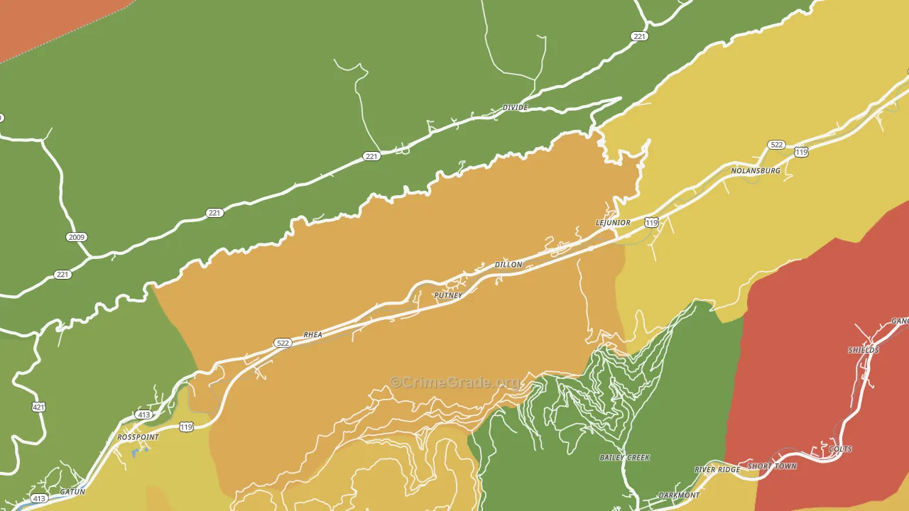 Putney, KY Map of Drug-Related Crime Rates
