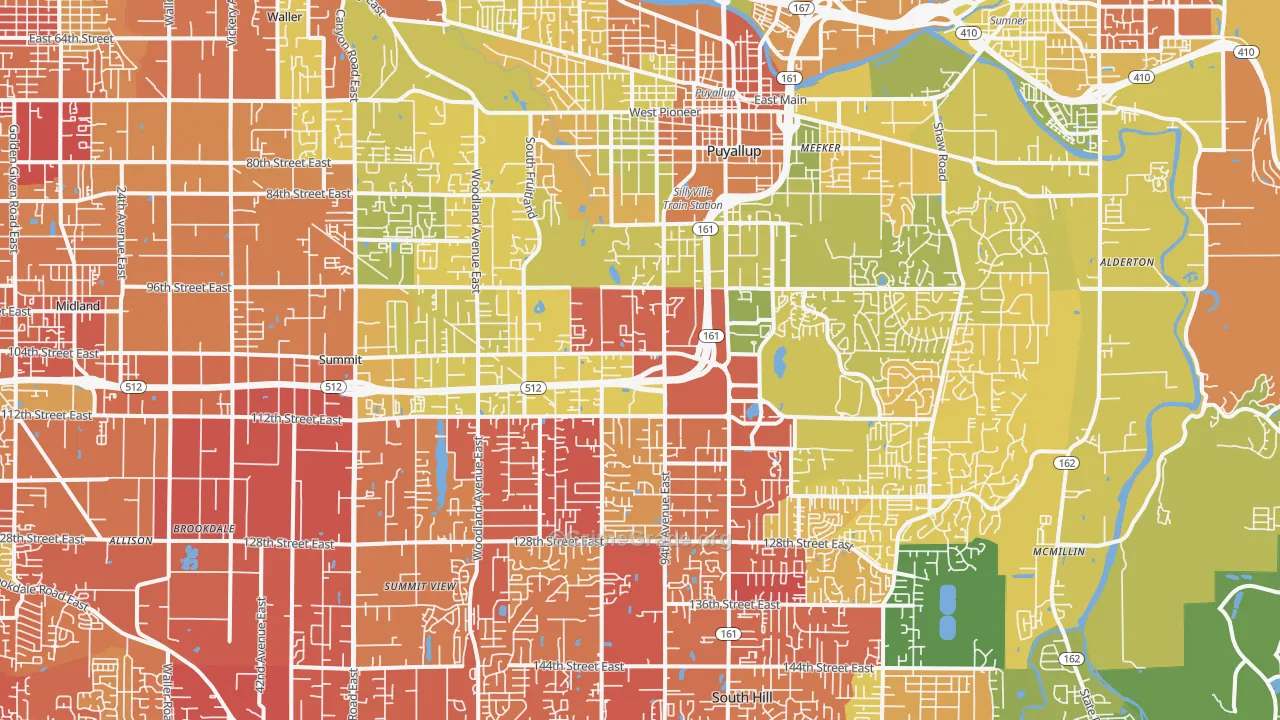 Puyallup, WA Map of Drug-Related Crime Rates