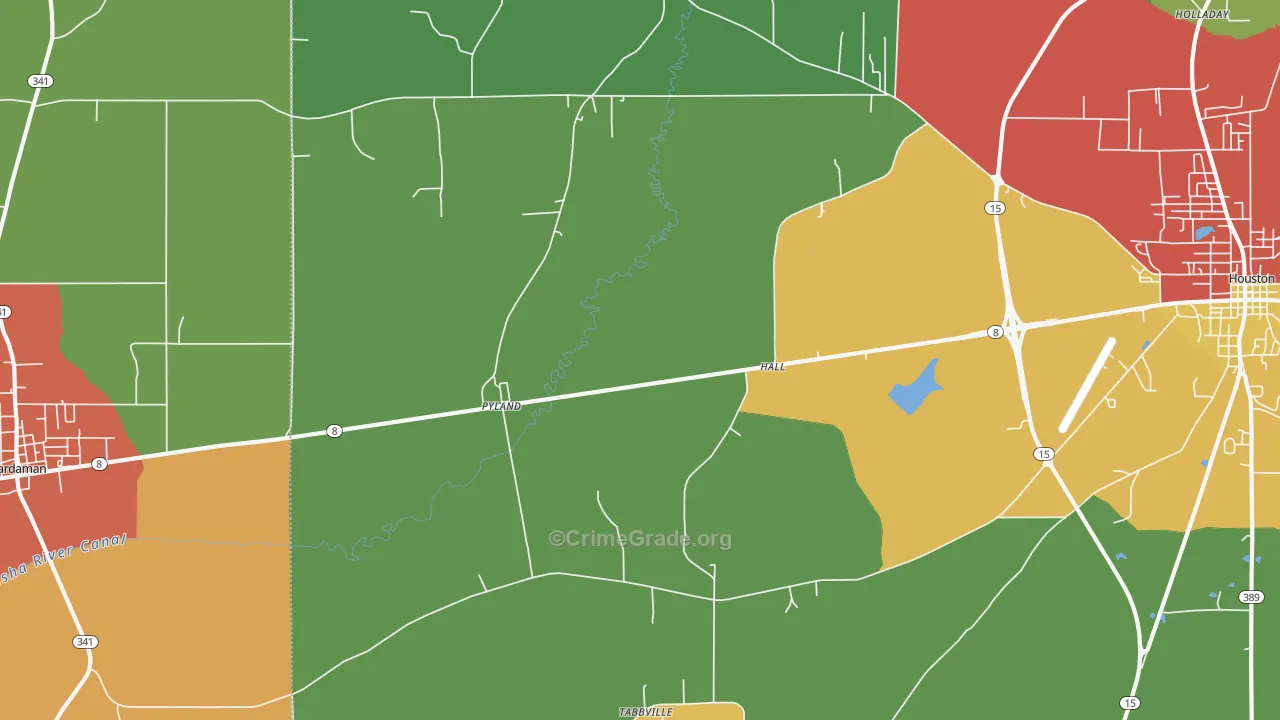 Pyland, MS Map of Drug-Related Crime Rates