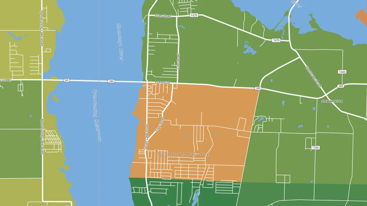 Pymatuning Central, PA Map of Drug-Related Crime Rates