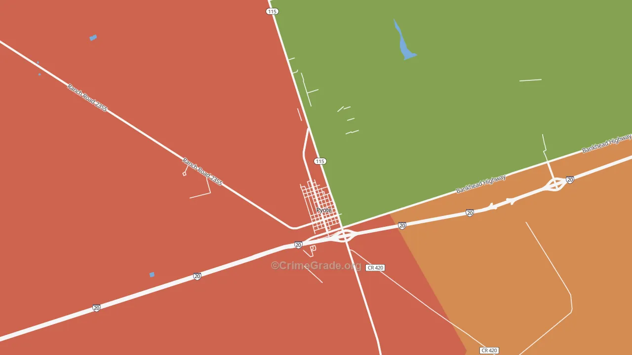 Pyote, TX Map of Drug-Related Crime Rates
