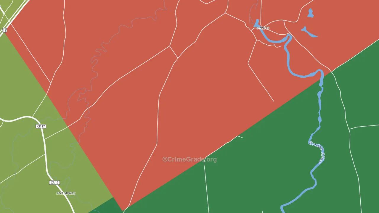 Pyrites, NY Map of Drug-Related Crime Rates