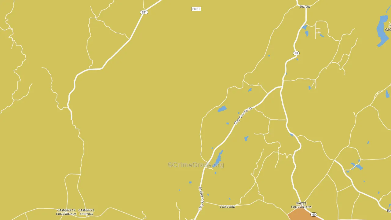 Pyriton, AL Map of Drug-Related Crime Rates