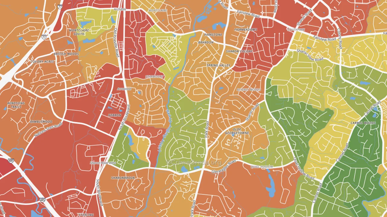 Quail Hollow, Charlotte, NC Map of Drug-Related Crime Rates