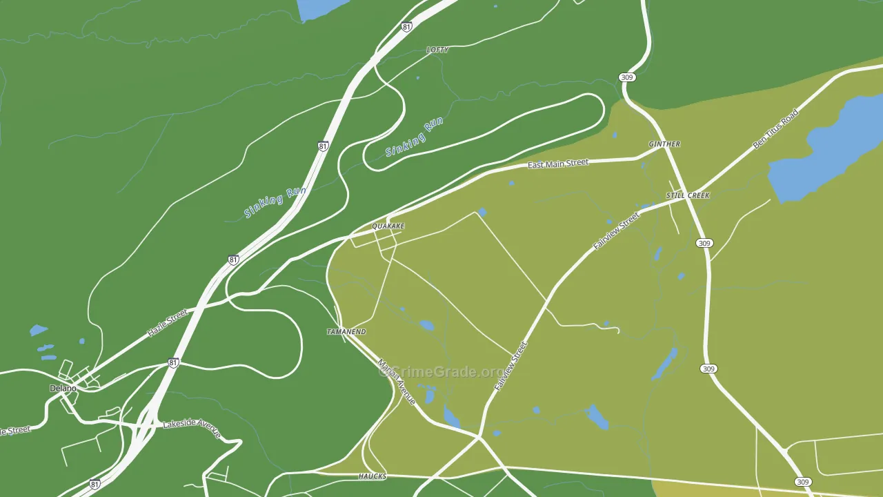 Quakake, PA Map of Drug-Related Crime Rates