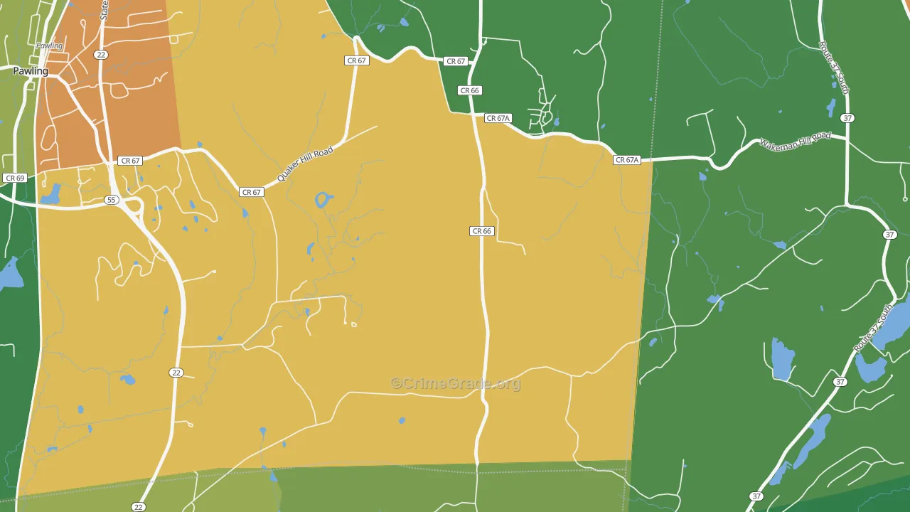 Quaker Hill, NY Map of Drug-Related Crime Rates