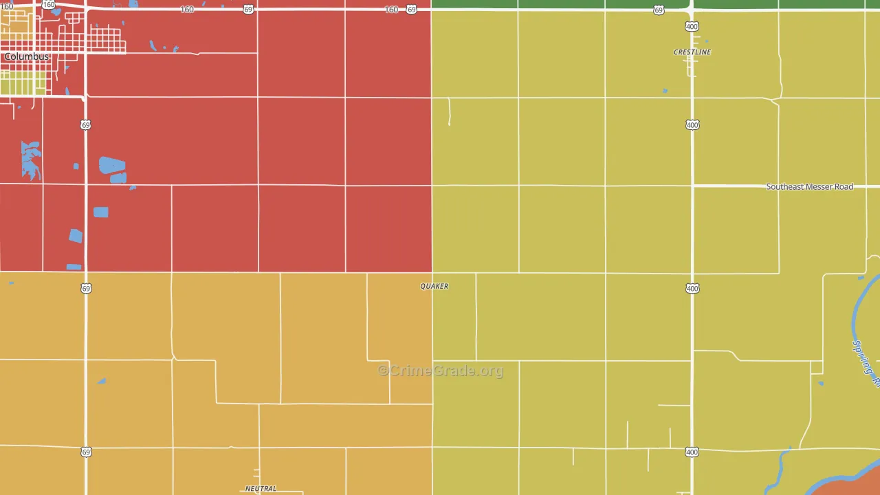 Quaker, KS Map of Drug-Related Crime Rates