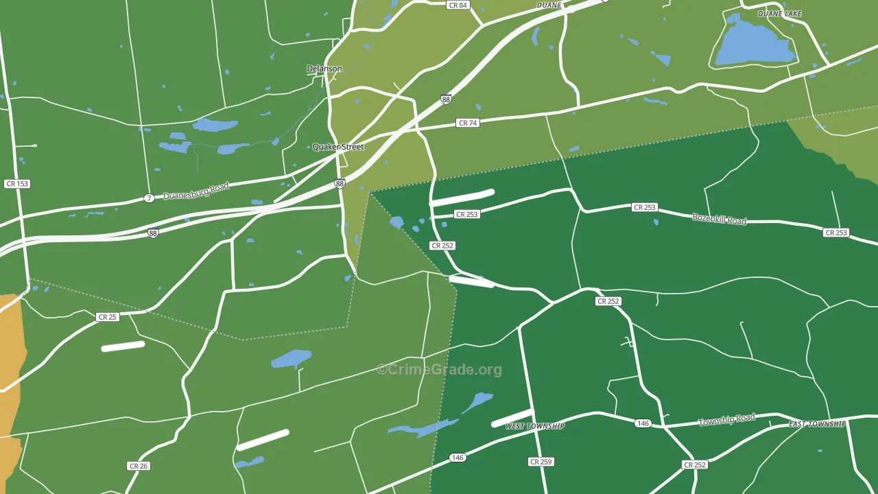 Quaker Street, NY Map of Drug-Related Crime Rates
