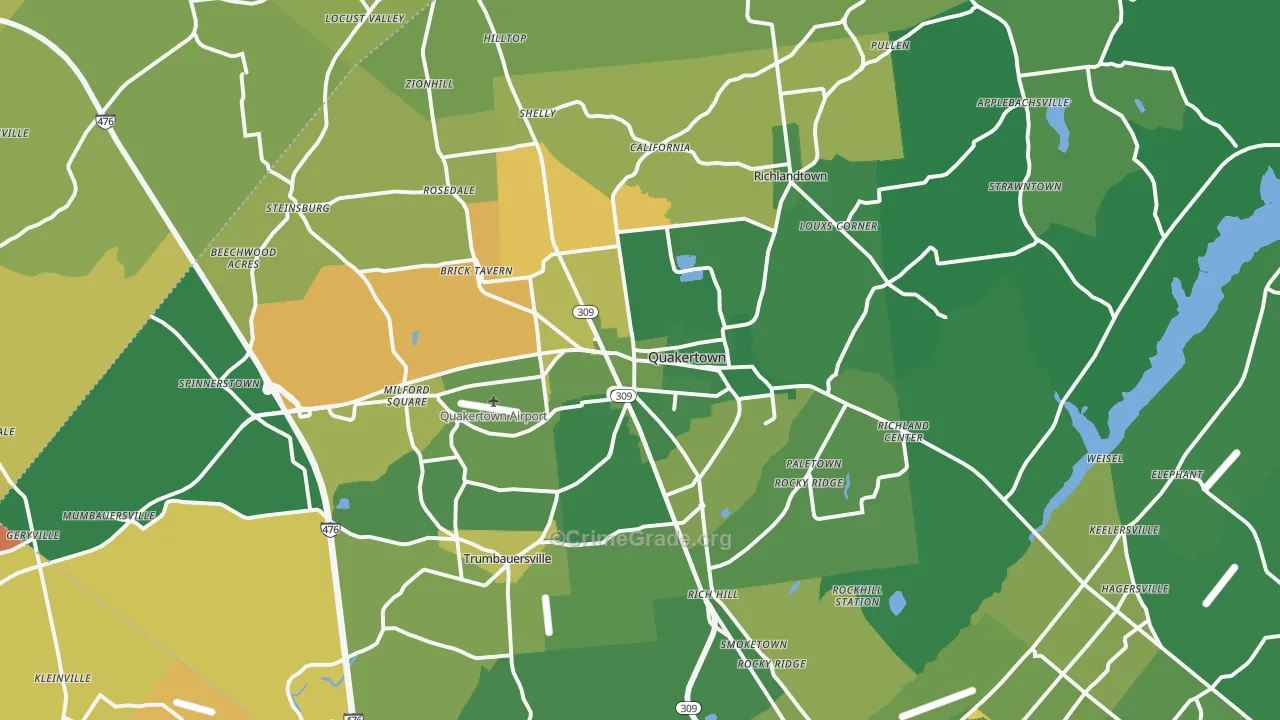 Quakertown, PA Map of Drug-Related Crime Rates