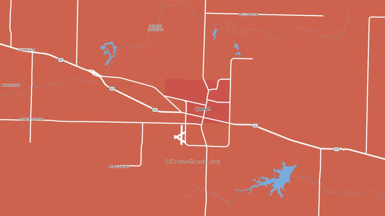 Quanah, TX Map of Drug-Related Crime Rates