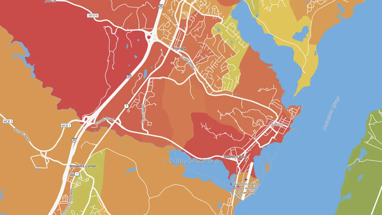 Quantico Base, VA Map of Drug-Related Crime Rates