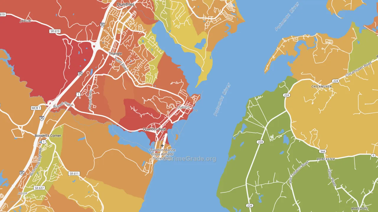 Quantico, VA Map of Drug-Related Crime Rates