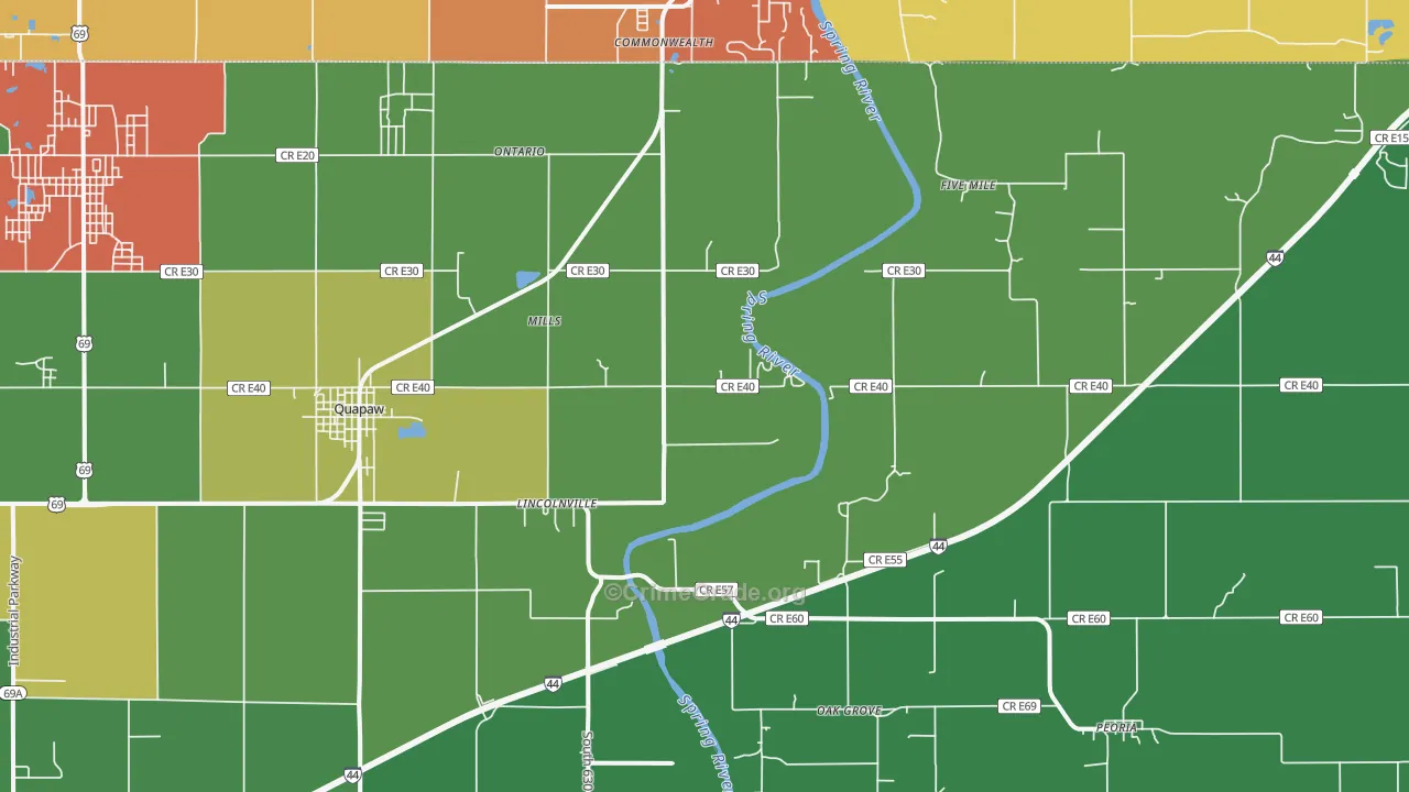 Quapaw, OK Map of Drug-Related Crime Rates