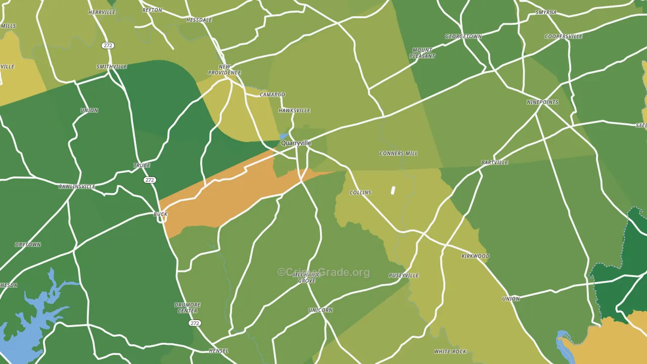 Quarryville, PA Map of Drug-Related Crime Rates