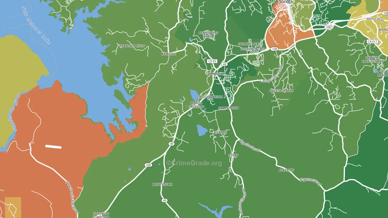 Quartz, CA Map of Drug-Related Crime Rates