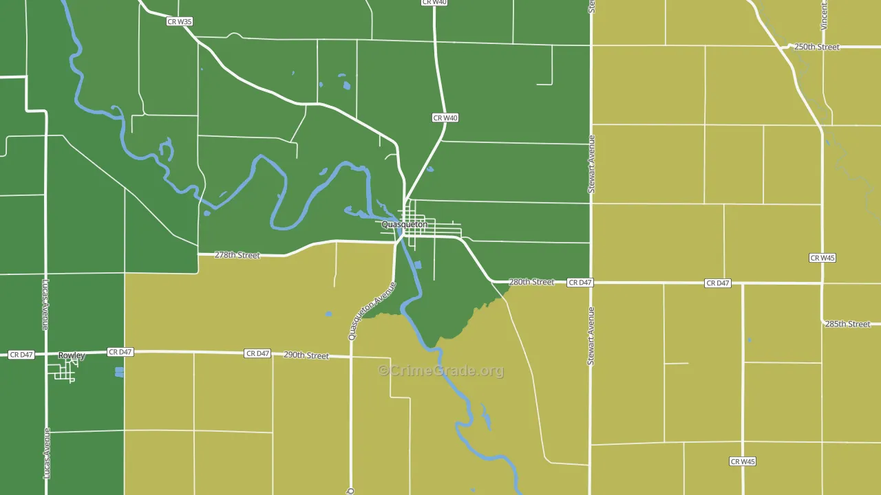 Quasqueton, IA Map of Drug-Related Crime Rates