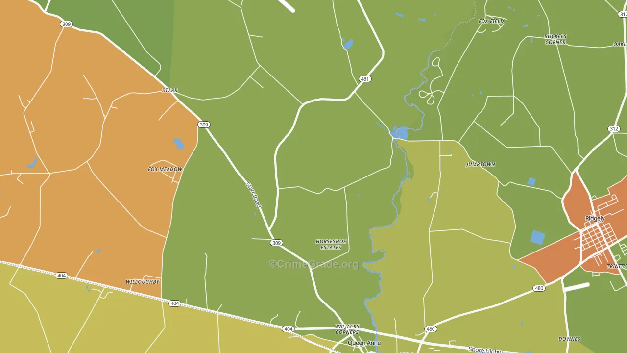 Queen Anne, MD Map of Drug-Related Crime Rates