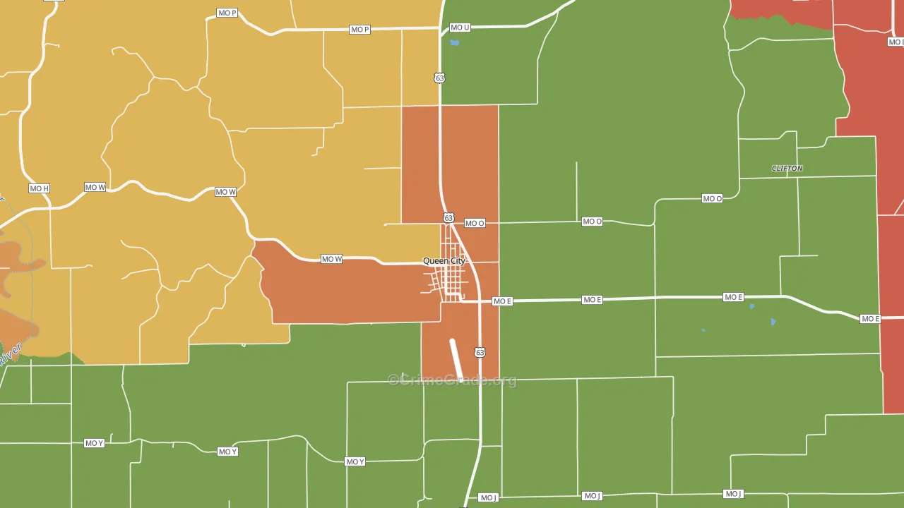 Queen City, MO Map of Drug-Related Crime Rates