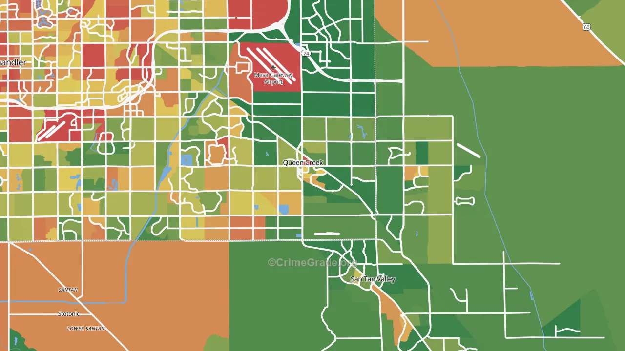 Queen Creek, AZ Map of Drug-Related Crime Rates