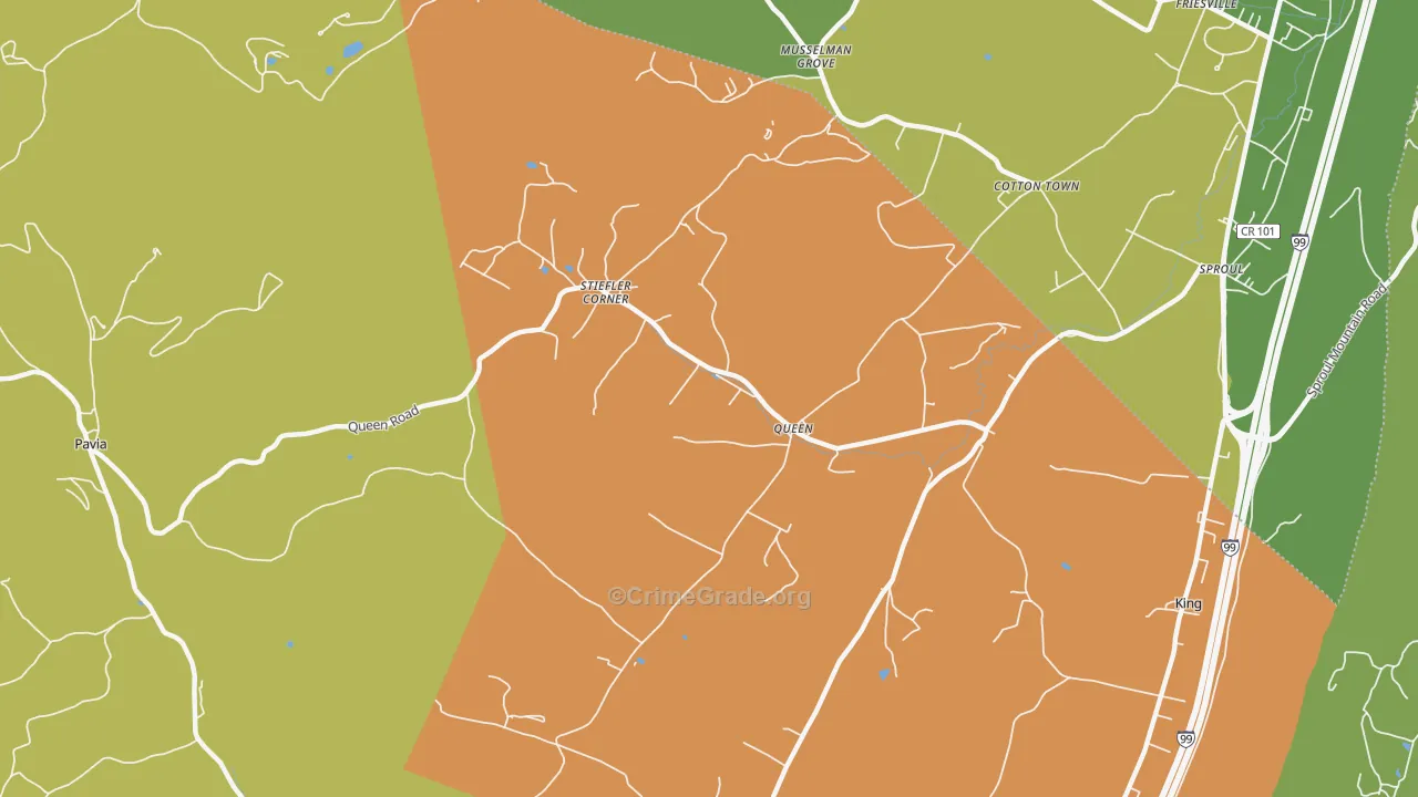 Queen, PA Map of Drug-Related Crime Rates