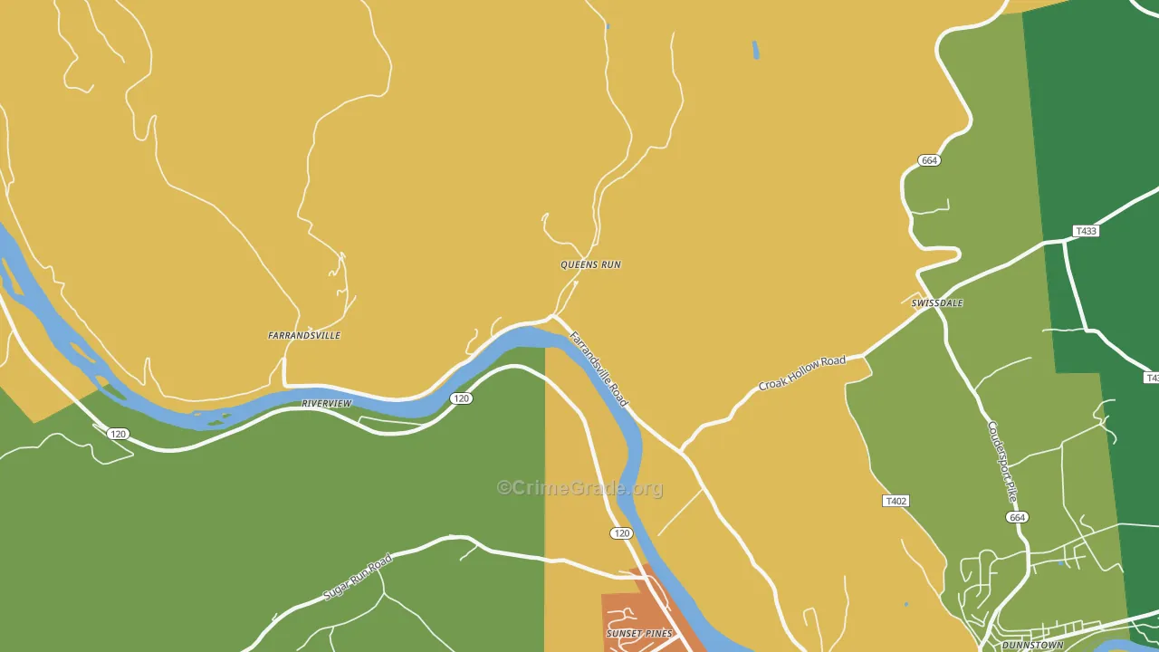 Queens Run, PA Map of Drug-Related Crime Rates