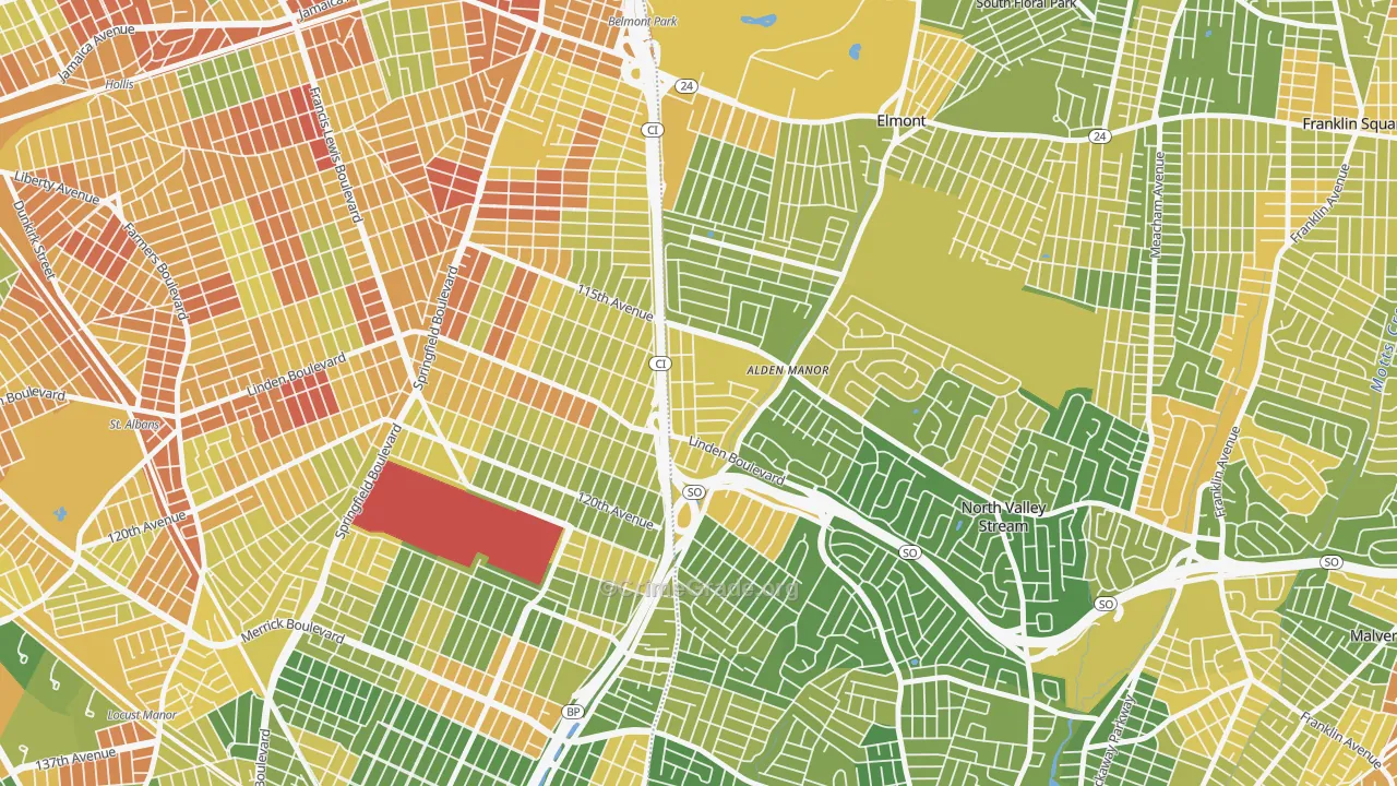 Queens Village, NY Map of Drug-Related Crime Rates