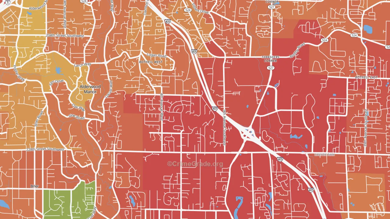 Queensboro-Brentwood-Crystal Spgs, Bothell, WA Map of Drug-Related Crime Rates