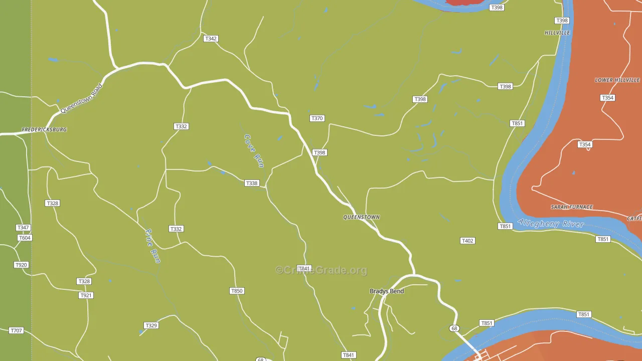Queenstown, PA Map of Drug-Related Crime Rates