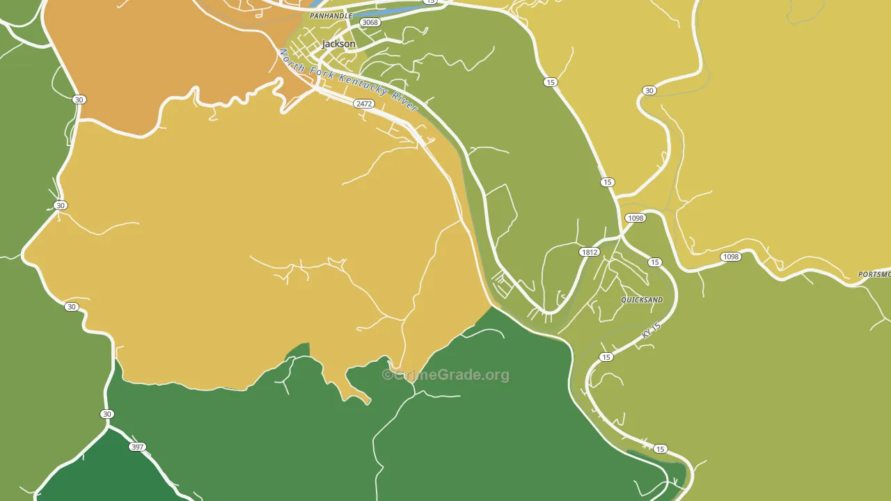 Quicksand, KY Map of Drug-Related Crime Rates