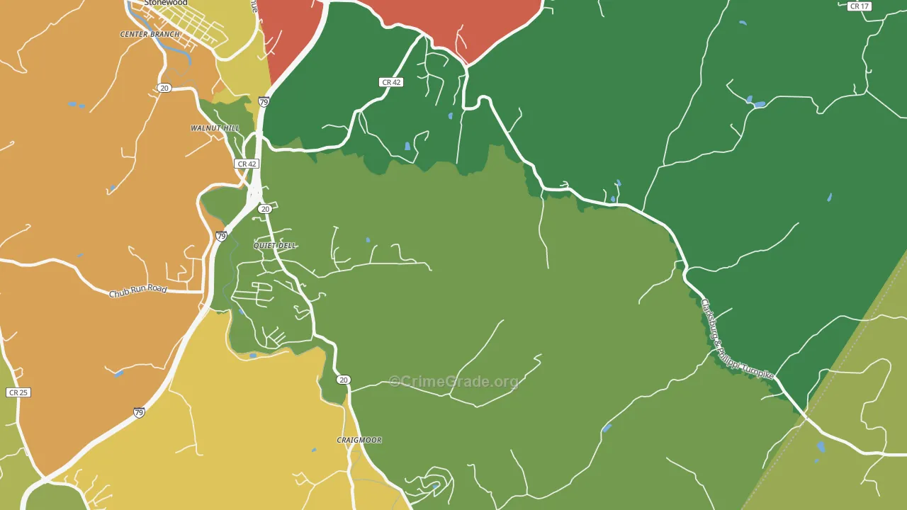 Quiet Dell, WV Map of Drug-Related Crime Rates
