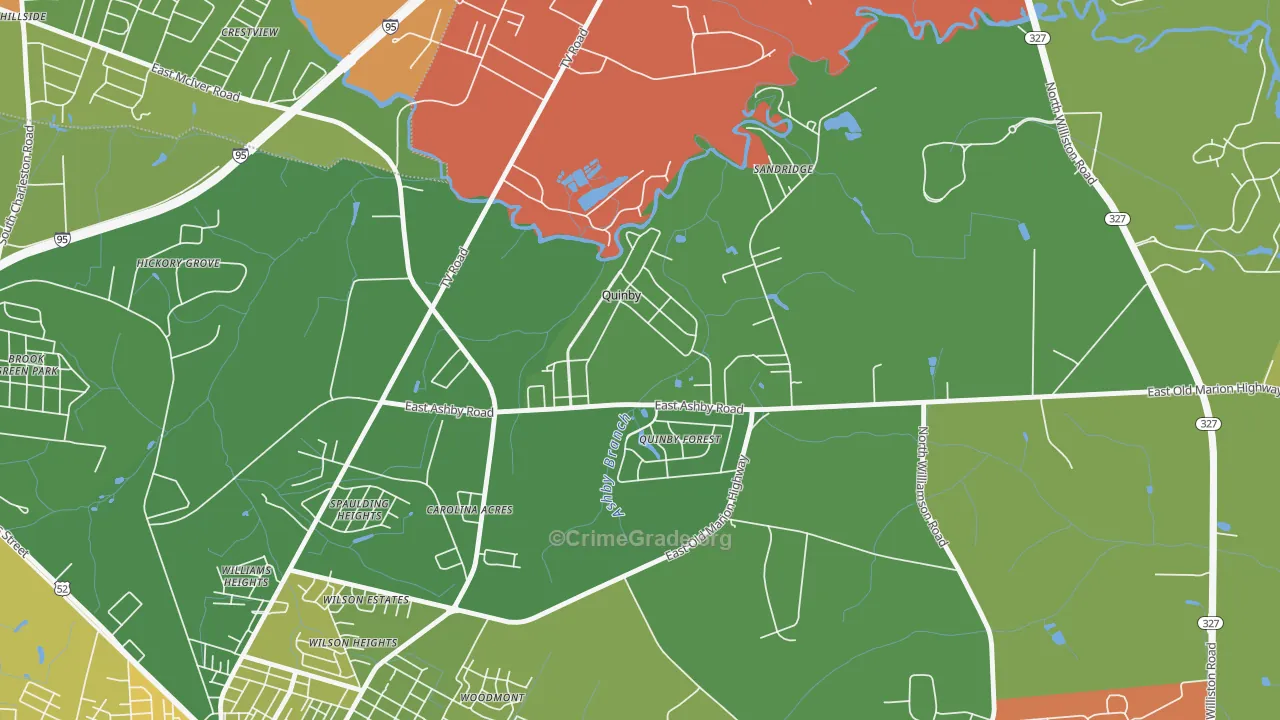Quinby, SC Map of Drug-Related Crime Rates