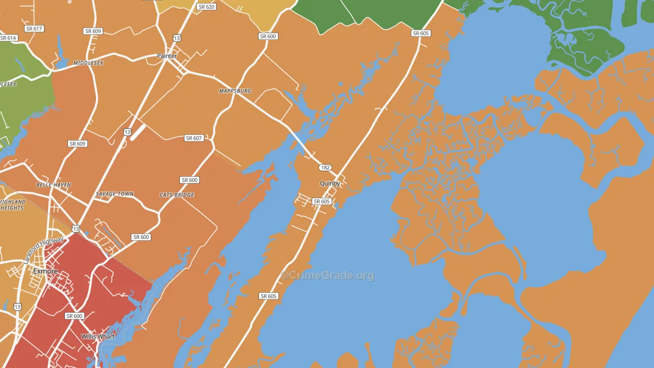 Quinby, VA Map of Drug-Related Crime Rates