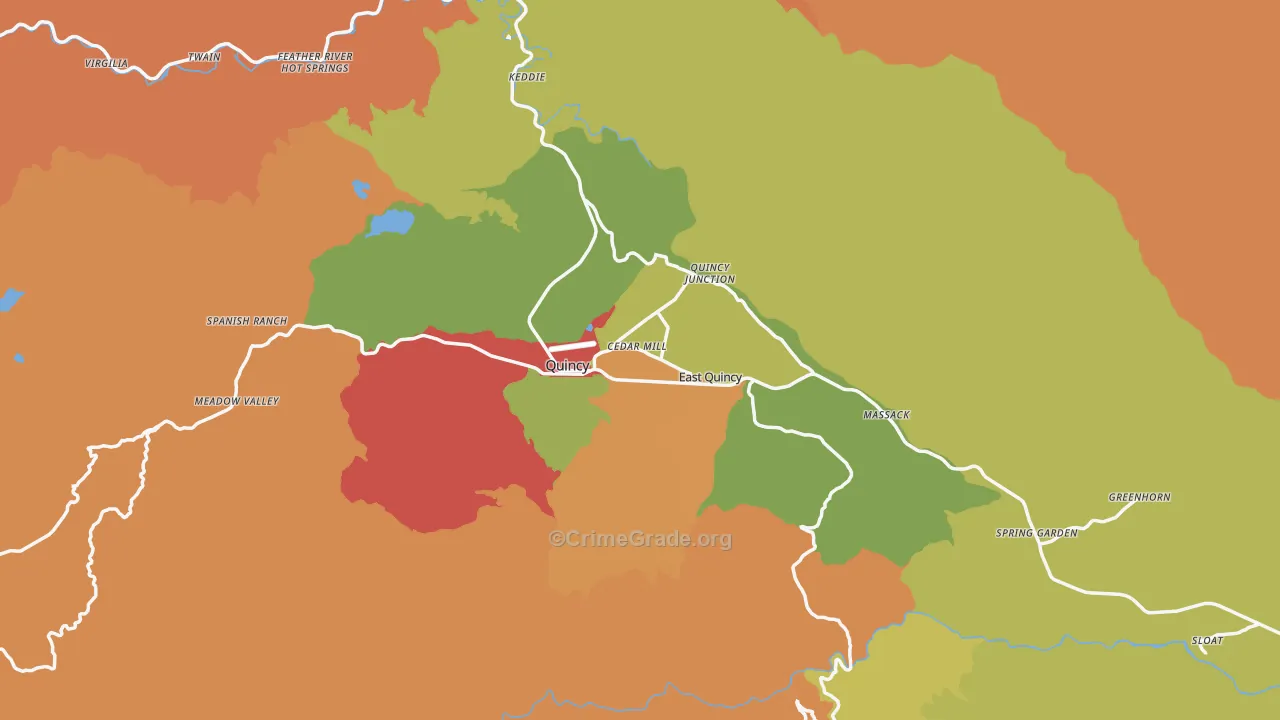 Quincy, CA Map of Drug-Related Crime Rates