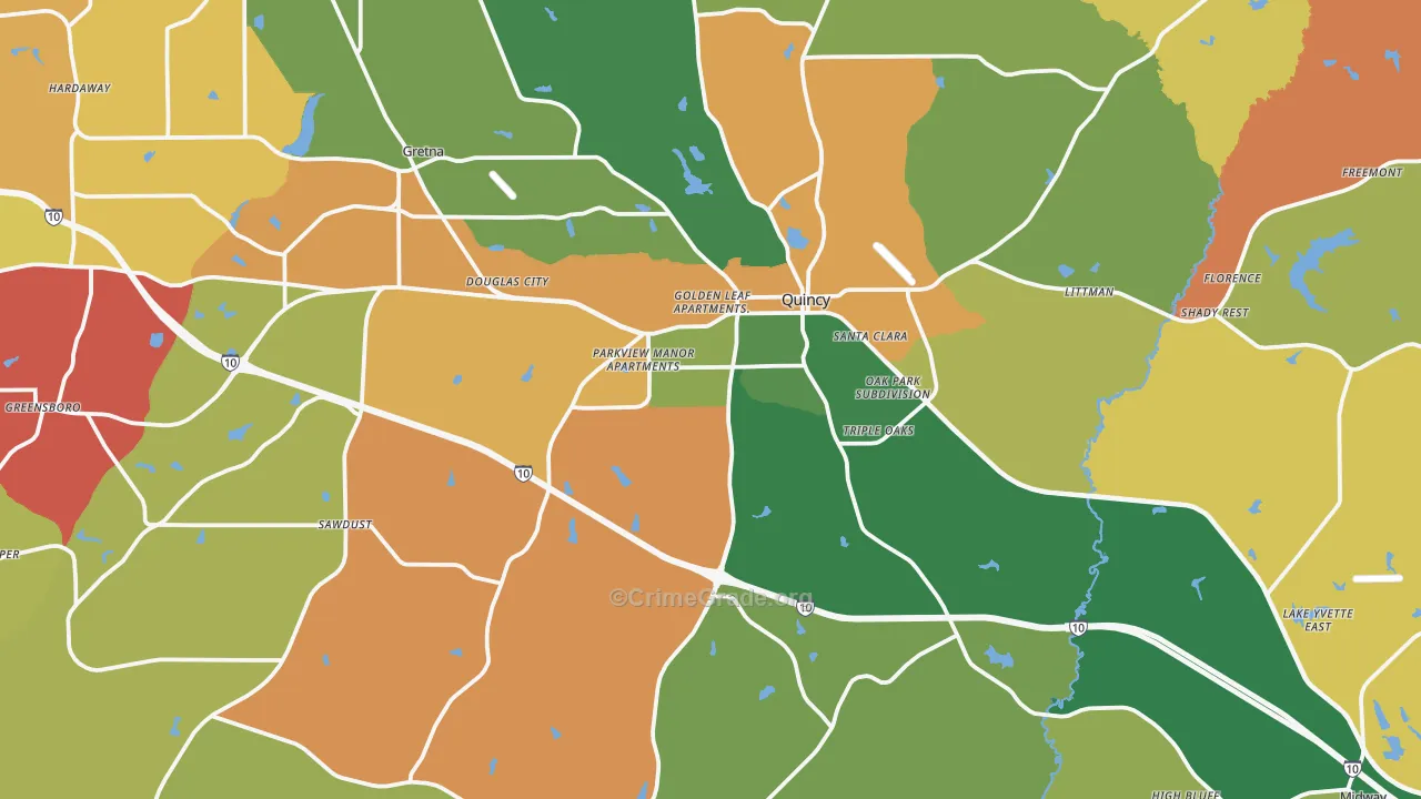 Quincy, FL Map of Drug-Related Crime Rates