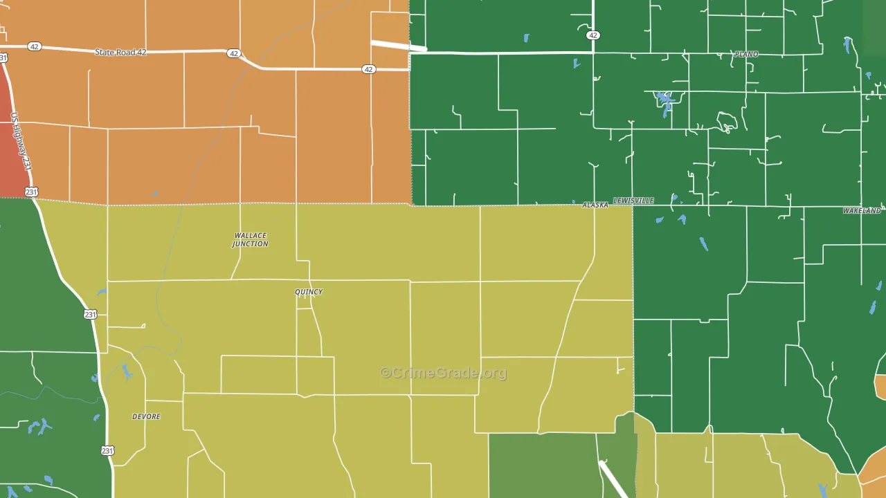 Quincy, IN Map of Drug-Related Crime Rates