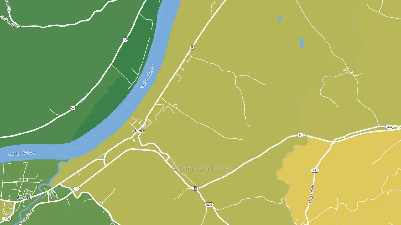 Quincy, KY Map of Drug-Related Crime Rates