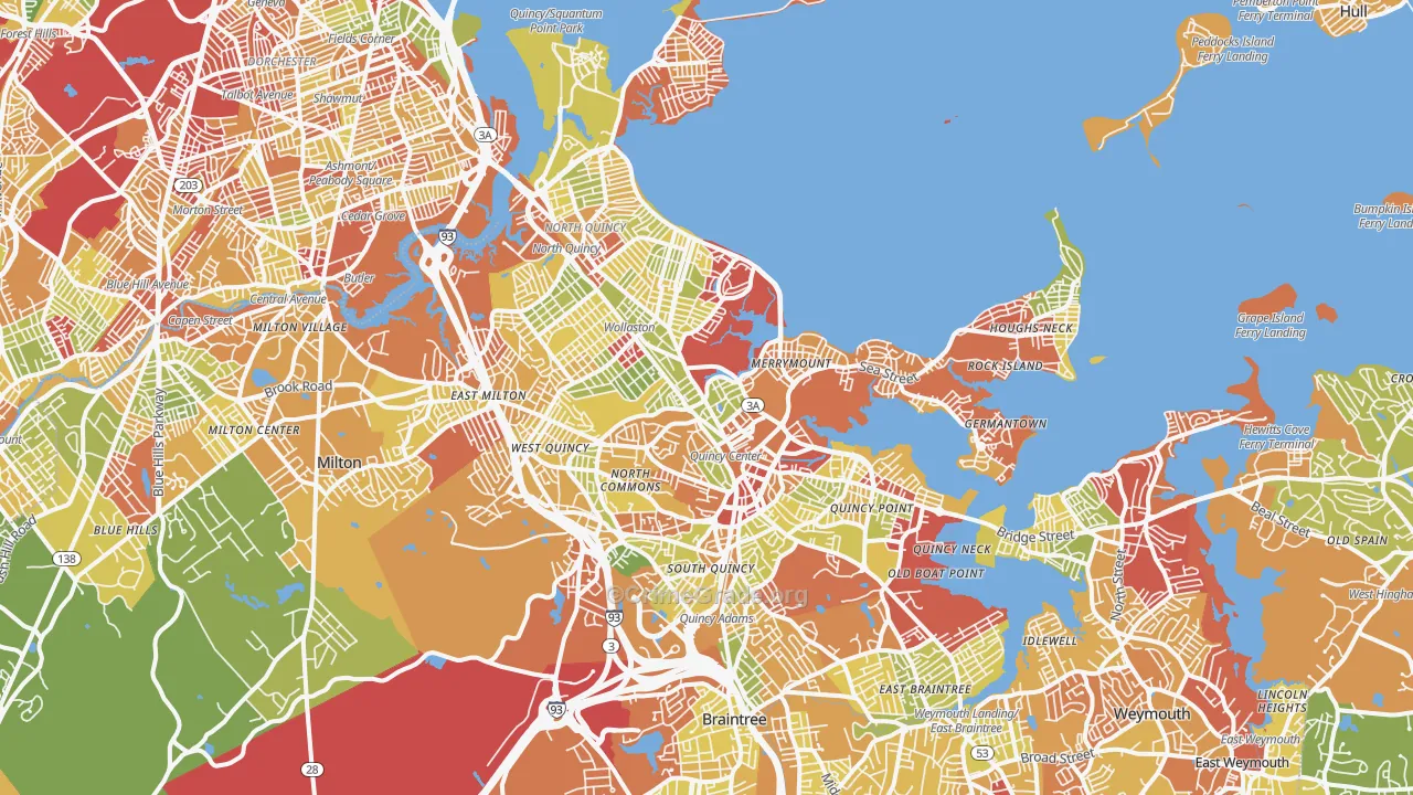 Quincy, MA Map of Drug-Related Crime Rates