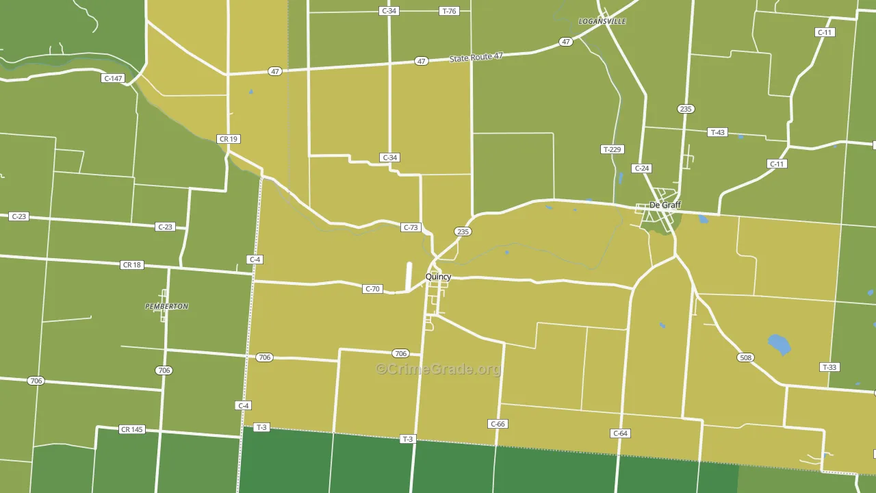 Quincy, OH Map of Drug-Related Crime Rates