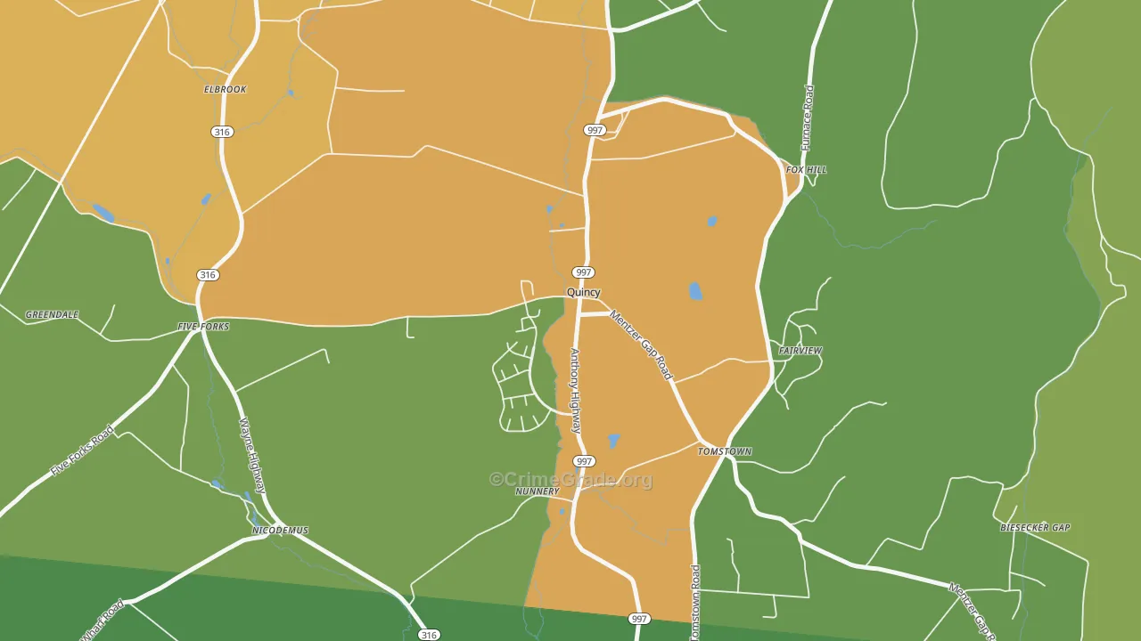 Quincy, PA Map of Drug-Related Crime Rates