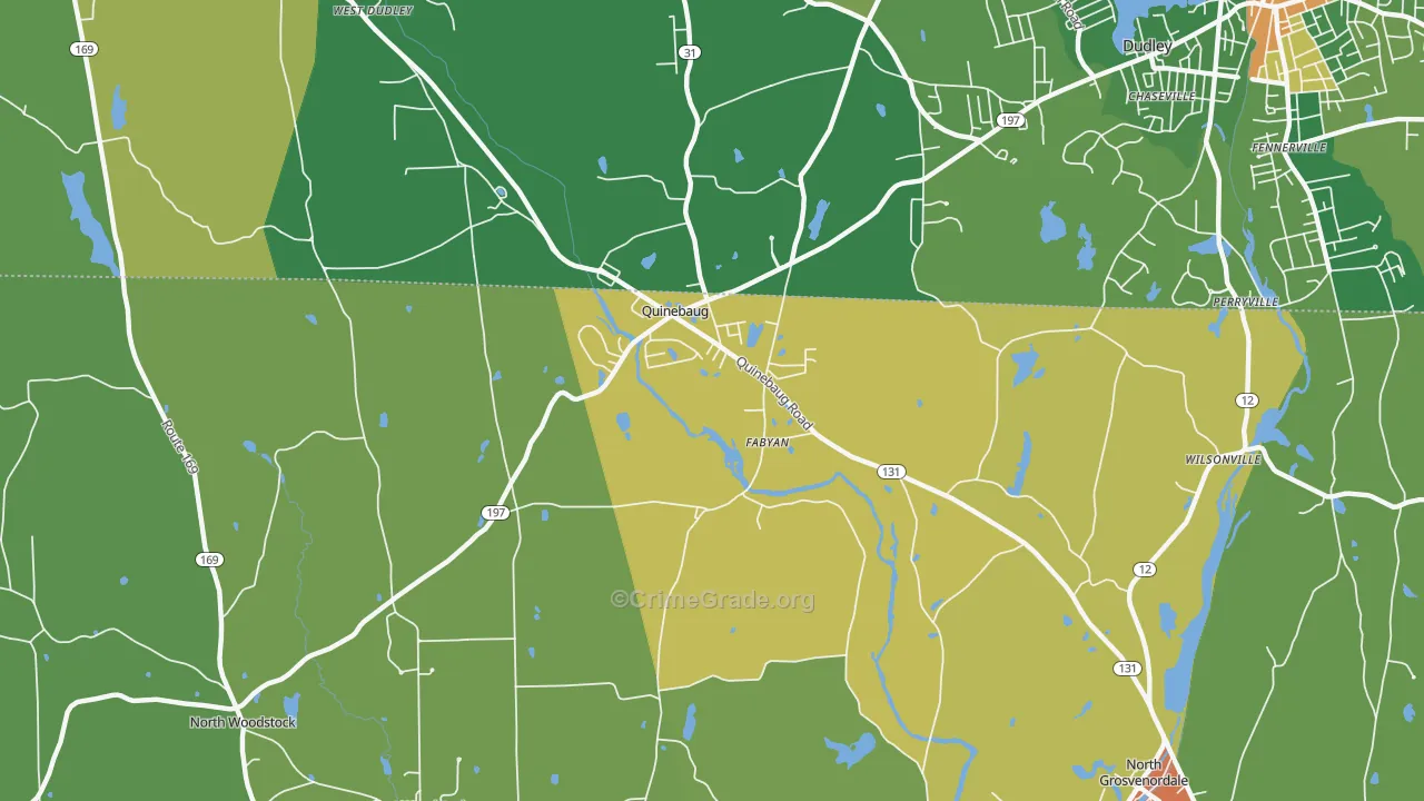 Quinebaug, CT Map of Drug-Related Crime Rates