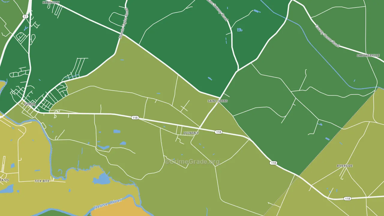 Quinerly, NC Map of Drug-Related Crime Rates