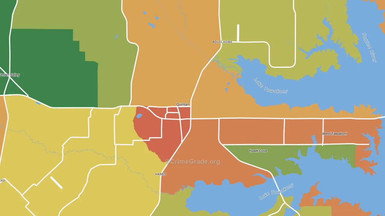Quinlan, TX Map of Drug-Related Crime Rates