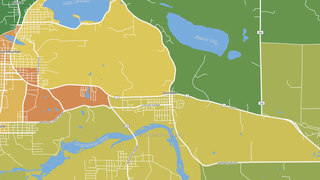 Quinnesec, MI Map of Drug-Related Crime Rates