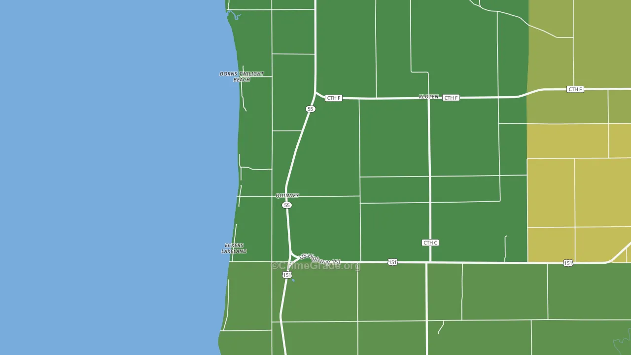 Quinney, WI Map of Drug-Related Crime Rates